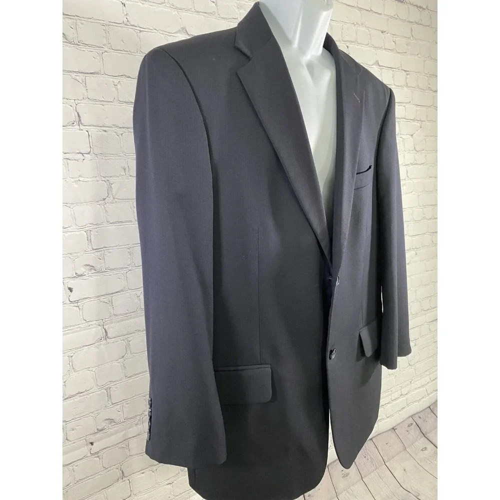 Chiarelli Traveler Dark Blue Wool Blend Two Button Blazer Jacket Size 46R *read